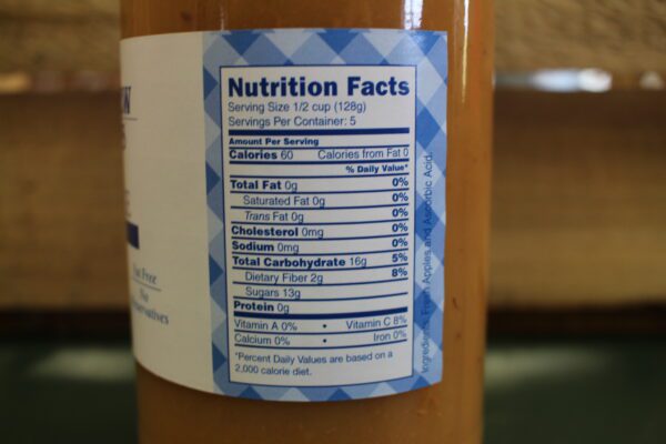 Close-up of nutrition facts label on jar