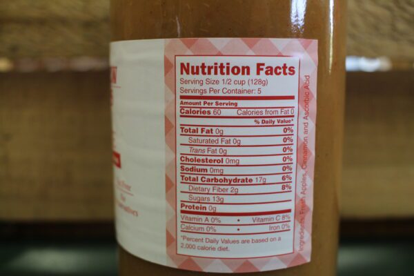 Close-up of nutrition facts label on jar