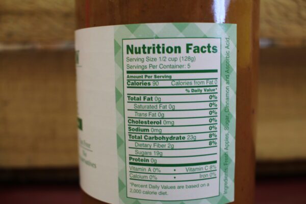 Close-up nutrition facts label on food jar