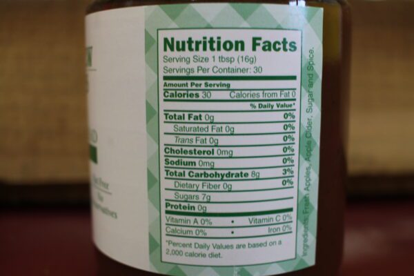 Close-up nutrition facts label on jar
