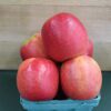 Fresh red apples in small blue carton