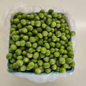 Container of vibrant fresh green peas Container of vibrant fresh green peas