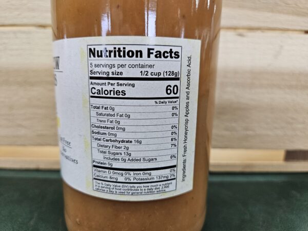 Close-up jar nutrition label showing 60 calories