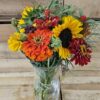 20260628_095139 Colorful sunflower and zinnia bouquet in vase